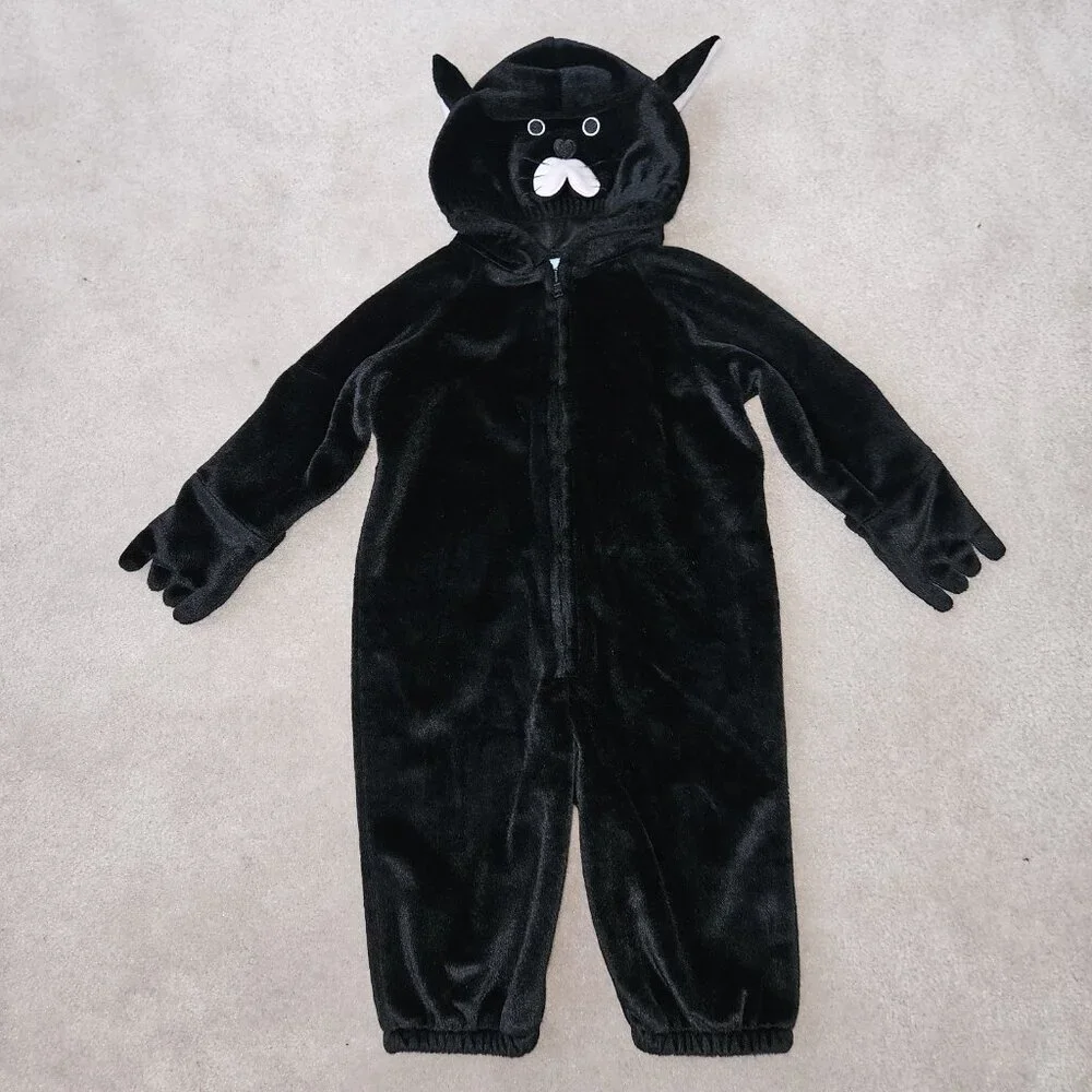 Old Navy Black Cat Kitty Hooded Halloween Costume Baby 3-6 Months